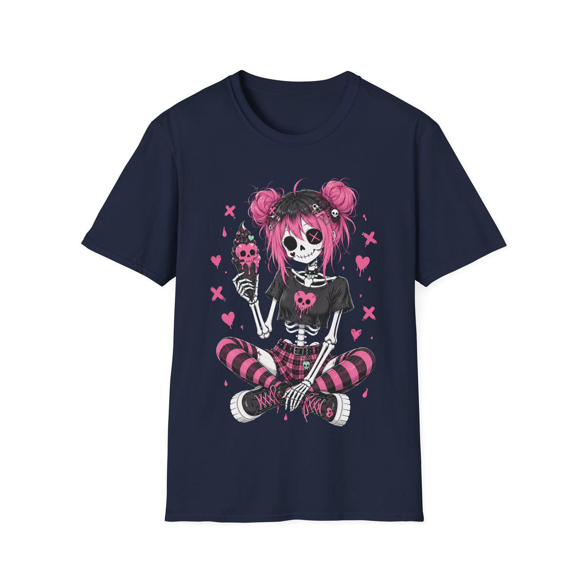 Emo Skeleton Girl Pink Skull Icecream