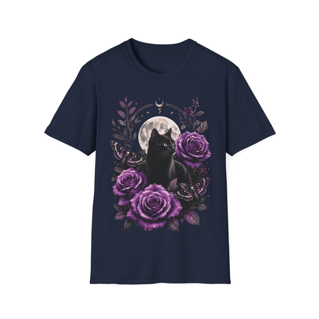 Moonlit Cat and Roses Tee