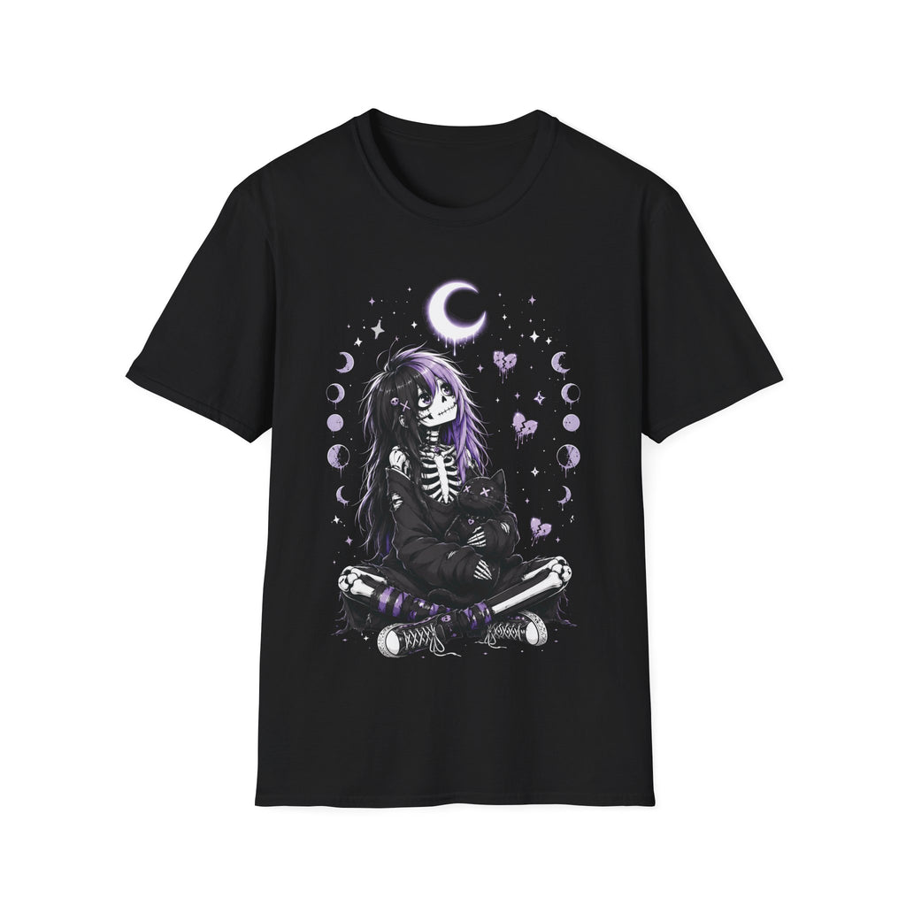 Emo Skeleton Girl Cat Moon