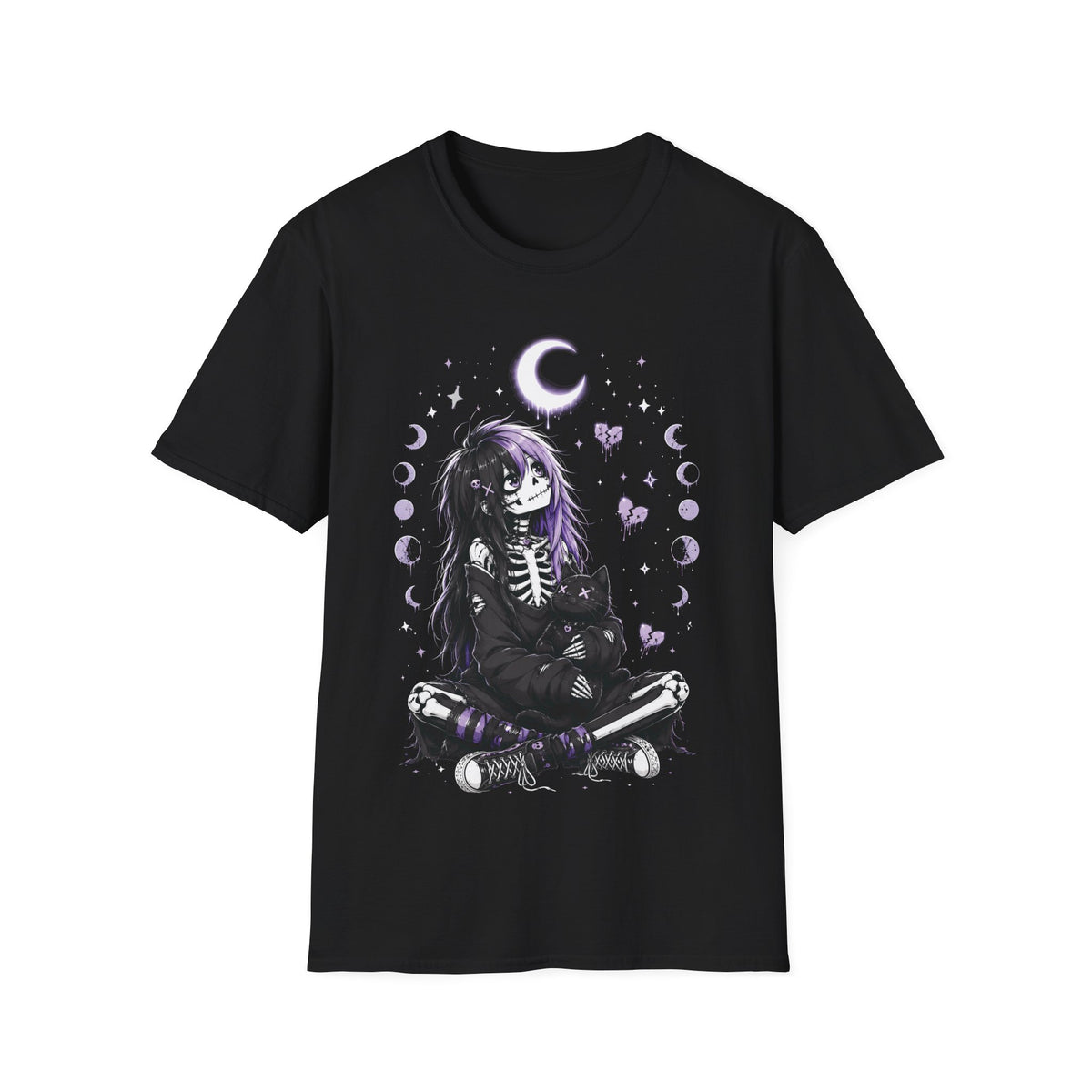 Emo Skeleton Girl Cat Moon