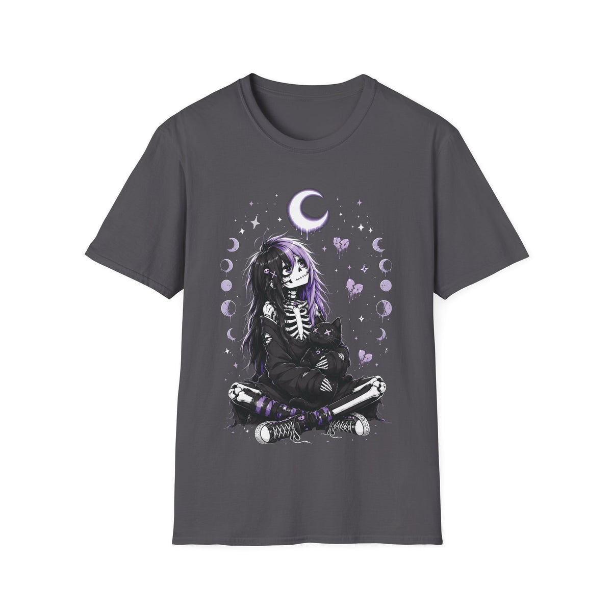 Emo Skeleton Girl Cat Moon