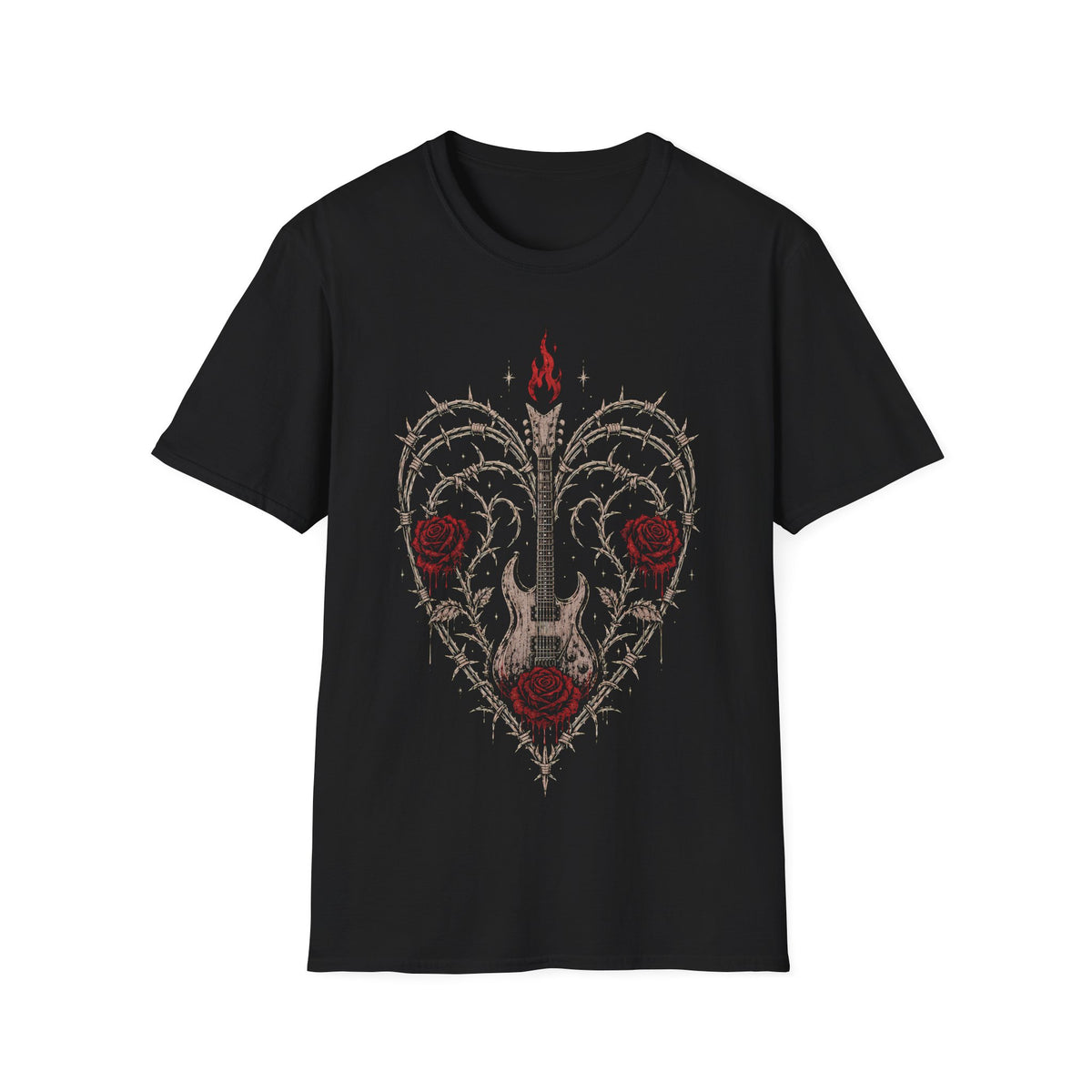 Gothic Guitar Heart Roses