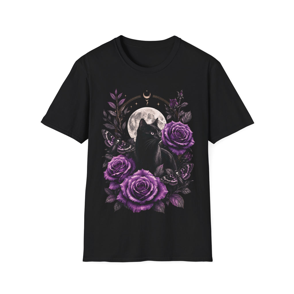 Moonlit Cat and Roses Tee