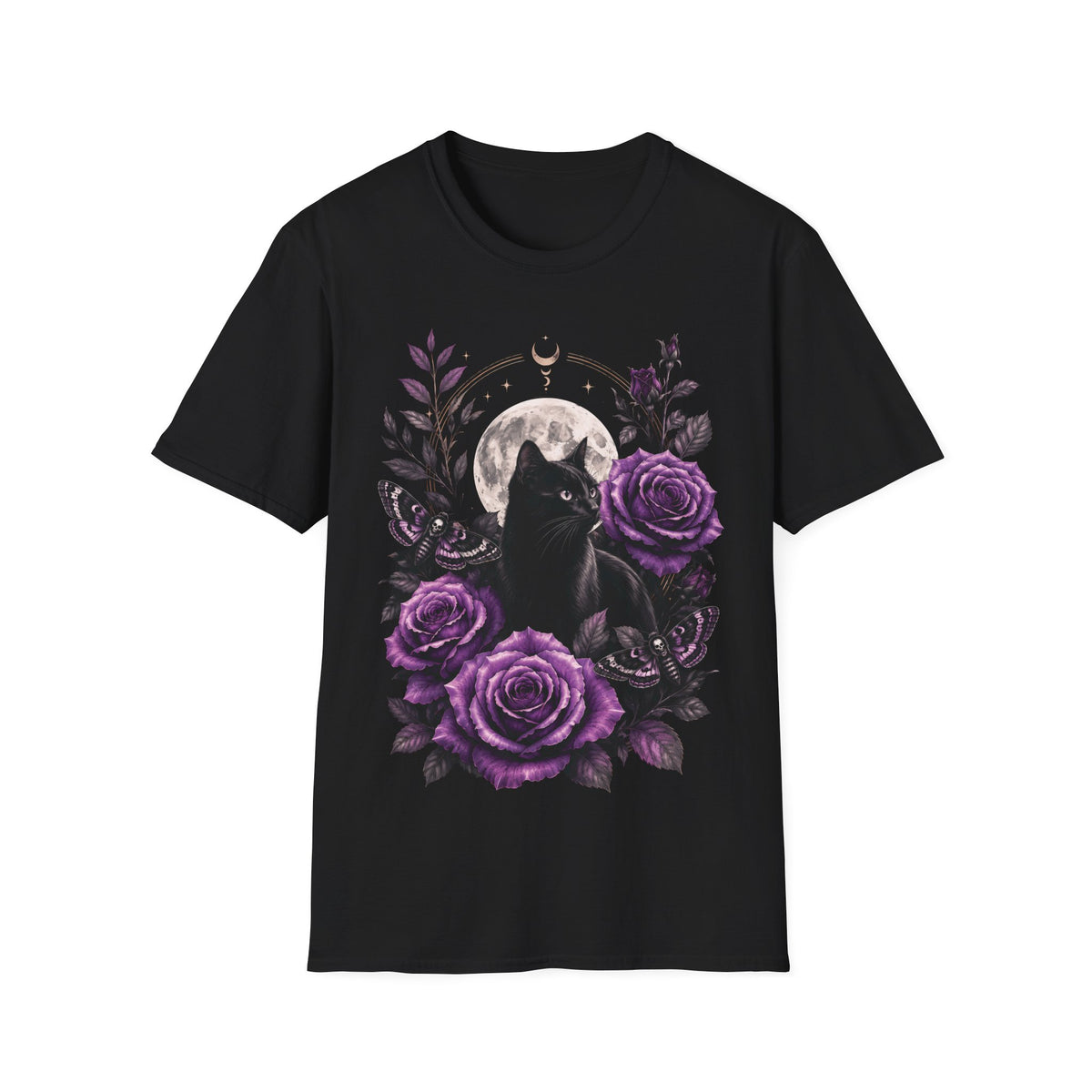 Moonlit Cat and Roses Tee